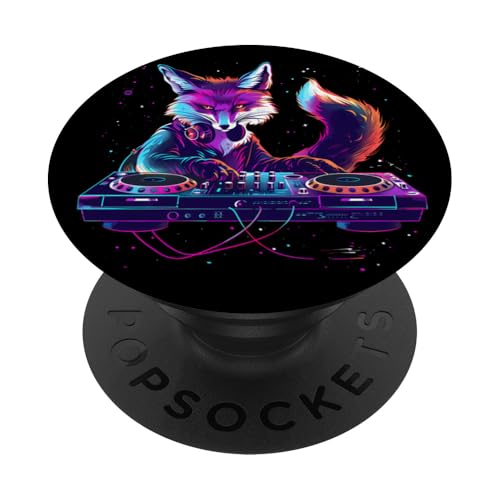 Fox Music DJ Bunte Plattenspieler DJ Fox Techno House Music PopSockets Klebender PopGrip Fox Music DJ Bunte Plattenspieler DJ Fox Techno House Music PopSockets Klebender PopGrip von Turntable DJ Music Animals
