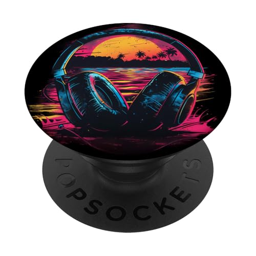 Kopfhörer Musik DJ Artwork House Music Sunset Beatmaker PopSockets Klebender PopGrip Kopfhörer Musik DJ Artwork House Music Sunset Beatmaker PopSockets Klebender PopGrip von Turntable DJ Music Animals