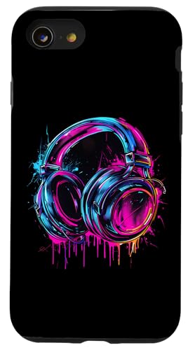 Kopfhörer Musik DJ Musik Kopfhörer Musikliebhaber Splash EDM Hülle für iPhone SE (2020) / 7 / 8 von Turntable DJ Music Animals