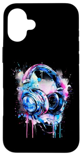 Kopfhörer Musik DJ Splash Musik Kopfhörer House Dance Club Hülle für iPhone 16 Plus Kopfhörer Musik DJ Splash Musik Kopfhörer House Dance Club Hülle für iPhone 16 Plus von Turntable DJ Music Animals