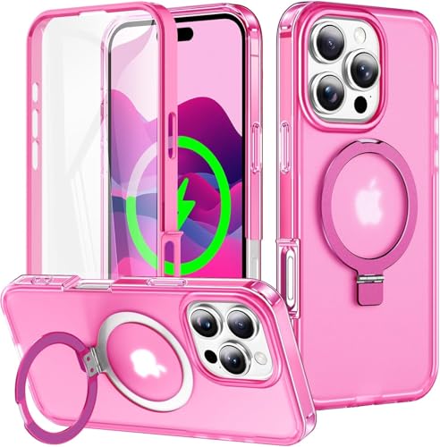 Turquiase Schutzhülle für iPhone 16 Pro, stoßfest, mit magnetischem, unsichtbarem Ständer, kompatibel mit MagSafe, integrierter Displayschutzfolie, militärischer Fallschutz, durchscheinende Handyhülle von Turquiase