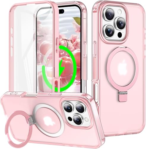 Turquiase Schutzhülle für iPhone 16 Pro Max, stoßfest, mit magnetischem, unsichtbarem Ständer, kompatibel mit MagSafe, integrierter Displayschutzfolie, militärischer Fallschutz, durchscheinende von Turquiase