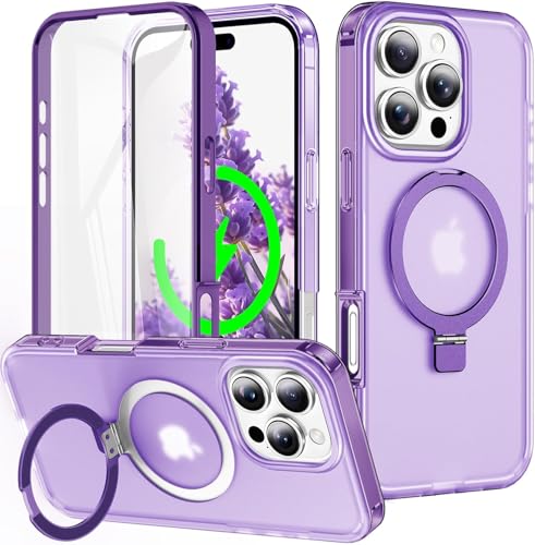 Turquiase Schutzhülle für iPhone 16 Pro Max, stoßfest, mit magnetischem, unsichtbarem Ständer, kompatibel mit MagSafe, integrierter Displayschutzfolie, militärischer Fallschutz, durchscheinende von Turquiase