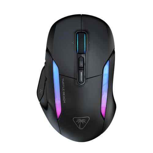 Turtle Beach Kone II Air – Kabellose, ergonomische RGB-Gaming-Maus, 350-Stunden-Akku, optischer 26K DPI Sensor, 21 programmierbare Funktionen, 4D-Free-Spin-Scroll-Rad, Schwarz von Turtle Beach