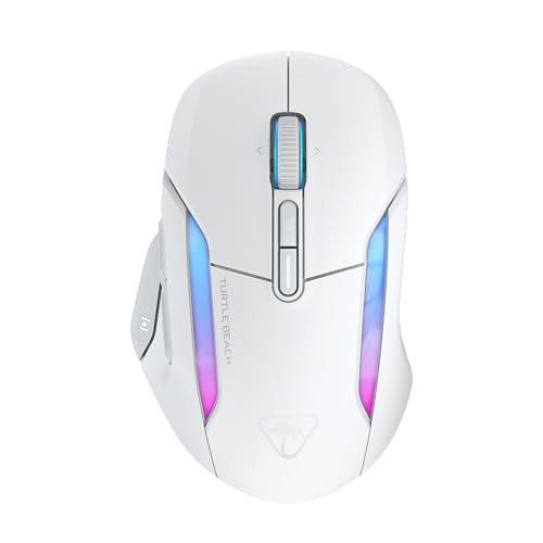Turtle Beach Kone II Air – Kabellose, ergonomische RGB-Gaming-Maus, 350-Stunden-Akku, optischer 26K DPI Sensor, 21 programmierbare Funktionen, 4D-Free-Spin-Scroll-Rad, Weiß von Turtle Beach