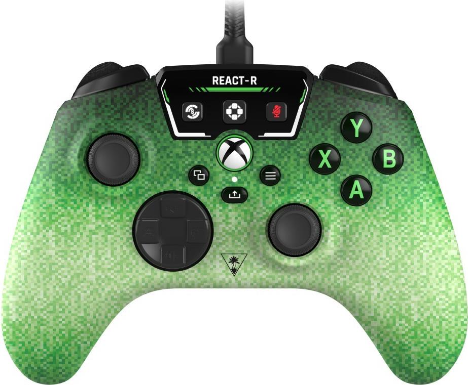 Turtle Beach React-R. Gerätetyp: Gamepad, Gamingplattformen unterstützt: PC, Xbox One, Xbox Series S, Xbox Series X, Gaming-Control Funktionsknöpfe: D-Pad, Menü-Taste, Schaltfläche Teilen, View button. Übertragungstechnik: Kabelgebunden, Geräteschnittstelle: USB, USB-Stecker: USB Typ-A, USB Typ-C. Produktfarbe: Schwarz, Grün, Kabellänge: 2,5 m. Energiequelle: Kabel. Breite: 1555 mm, Tiefe: 110 mm, Höhe: 63 mm (00221530) von Turtle Beach