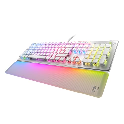 Turtle Beach Vulcan II Max – Optisch-mechanische PC-Tastatur, anpassbare RGB-Beleuchtung, Handballenauflage, lineare Titan II-Schalter, Aluminiumplatte – Weiß von Turtle Beach