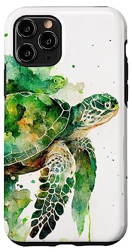 Turtle Merch Hülle für iPhone 11 Pro - Robuster Schutz, Grün, Texturiert, Tierdruck, Basic Case von Turtle Merch
