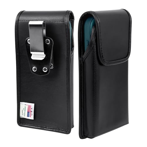 Turtleback Premium Leder Handy Holster für iPhone 16 Pro, 16e, 15 Pro 14 Pro 13 Pro, Medium - Schwarz Handy-Gürtelhalter passt stoßfeste Pendlerhüllen - Holster mit exklusivem Metall-Gürtelclip Turtleback Premium Leder Handy Holster für iPhone 16 Pro, 16e, 15 Pro 14 Pro 13 Pro, Medium - Schwarz Handy-Gürtelhalter passt stoßfeste Pendlerhüllen - Holster mit exklusivem Metall-Gürtelclip von Turtleback