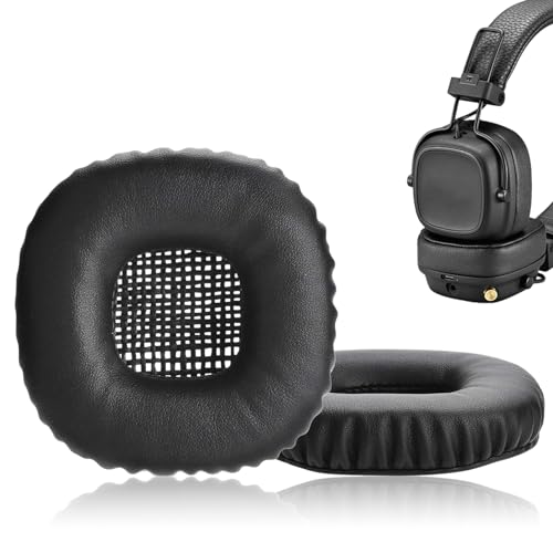 1 Paar Ersatz-Ohrpolster Ersatzteil, kabelgebunden/kabellosen Bluetooth-On-Ear-Kopfhörern, Schaumstoff Memoryschaum Ohrpolster Kissen für Marshall Major I & II (Schwarz) von TuseRxln