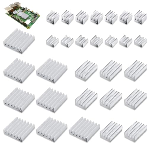 Kühlkörper Aluminium für Raspberry Pi 4 Modell B, 32 Stück (8er Set) Kühlrippen Aluminium Set für Raspberry Pi 4 von TuseRxln