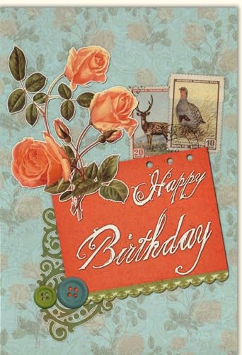 Tushita Geburtstagskarte retro Happy Birthday retro vintage Blume - mit Umschlag von Tushita