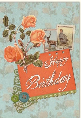 Tushita Geburtstagskarte retro Happy Birthday retro vintage Blume - mit Umschlag von Tushita