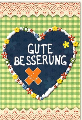 Tushita Genesungskarte Gute Besserung Herz Pflaster - mit Umschlag von Tushita