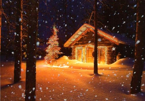Tushita Weihnachtspostkarte Haus Wald Schnee friedliche weihnachten von Tushita