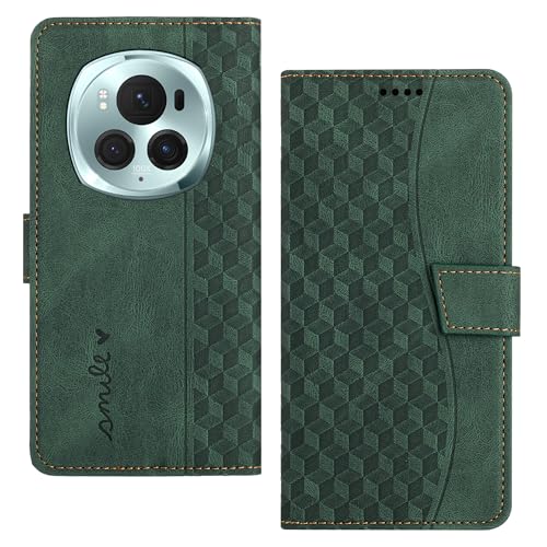 Tussvie Handyhülle für Honor Magic 6 Pro Hülle, Leder für Honor Magic 6 Pro Hülle Klappbar Leder Flip Case Standfunktion Magnet Kartenfach Schutzhülle Klapphülle für Honor Magic 6 Pro (Green) von Tussvie