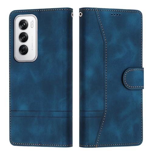 Tussvie Handyhülle für Oppo Reno 12 5G Hülle, Leder für Oppo Reno 12 5G Hülle Klappbar Leder Flip Case Standfunktion Magnet Kartenfach Schutzhülle Klapphülle für Oppo Reno 12 5G (Blau) von Tussvie