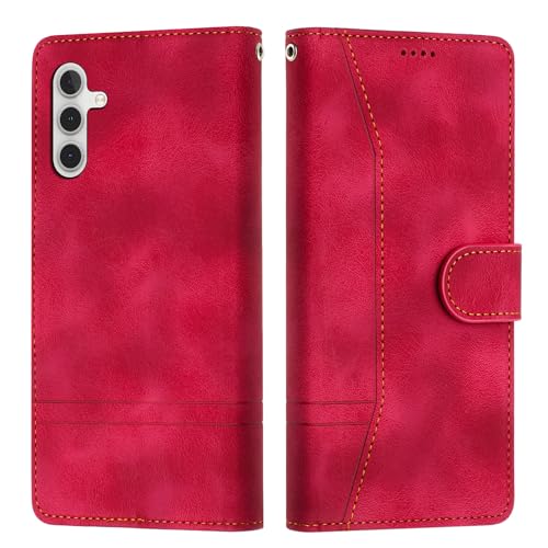 Tussvie Handyhülle für Samsung Galaxy A35 5G Hülle, Leder für Samsung A35 Hülle Klappbar Leder Flip Case Standfunktion Magnet Kartenfach Schutzhülle Klapphülle für Samsung Galaxy A35 5G (Rot) von Tussvie