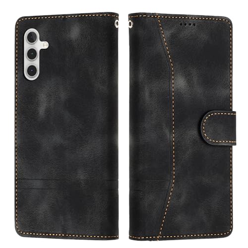 Tussvie Handyhülle für Samsung Galaxy A35 5G Hülle, Leder für Samsung A35 Hülle Klappbar Leder Flip Case Standfunktion Magnet Kartenfach Schutzhülle Klapphülle für Samsung Galaxy A35 5G (Schwarz) von Tussvie