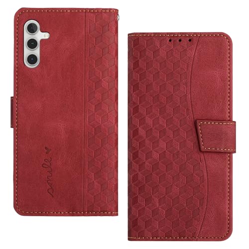 Tussvie Handyhülle für Samsung Galaxy S23 FE Hülle, Leder für Samsung S23 FE Hülle Klappbar Leder Flip Case Standfunktion Magnet Kartenfach Schutzhülle Klapphülle für Samsung Galaxy S23 FE (Rot) von Tussvie