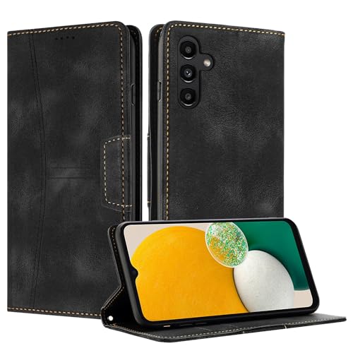 Tussvie Handyhülle für Samsung Galaxy S24 Hülle mit Kartenfächern, Magnetische [Standfunktion] PU Leder Cover Flip Wallet Stoßfeste Case Klapphülle für Samsung S24 6,2" Hülle (Schwarz) von Tussvie