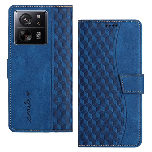 Tussvie Handyhülle für Xiaomi 13T Pro/Xiaomi 13T Hülle, Leder für Xiaomi 13T Hülle Klappbar Leder Flip Case Standfunktion Magnet Kartenfach Schutzhülle Klapphülle für Xiaomi 13T Pro (Blau) von Tussvie