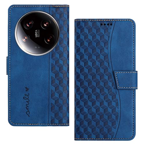 Tussvie Handyhülle für Xiaomi 14 Ultra Hülle mit Kartenfächern, Magnetische [Standfunktion] PU Leder Cover Flip Wallet Stoßfeste Case Klapphülle für Xiaomi 14 Ultra (6,73" Blau) von Tussvie