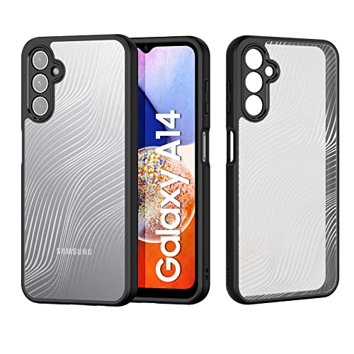 Tussvie Hülle für Samsung Galaxy A14 5G Handyhülle Nie Vergilbung Anti-Kratzer Stoßfeste Stoßstange Schutzhülle Durchscheinendes Gefrostetes Case für Samsung Galaxy A14 5G Hülle (6,6 Zoll, Schwarz) von Tussvie