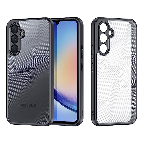 Tussvie Hülle für Samsung Galaxy A34 5G Handyhülle Nie Vergilbung Anti-Kratzer Stoßfeste Stoßstange Schutzhülle Durchscheinendes Gefrostetes Case für Samsung Galaxy A34 5G Hülle (6,6 Zoll, Schwarz) von Tussvie