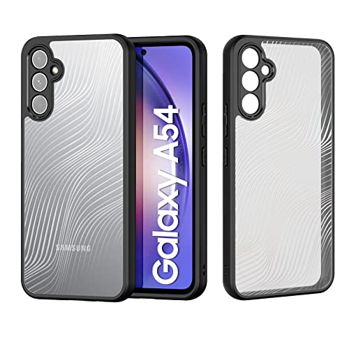 Tussvie Hülle für Samsung Galaxy A54 5G Handyhülle Nie Vergilbung Anti-Kratzer Stoßfeste Stoßstange Schutzhülle Durchscheinendes Gefrostetes Case für Samsung Galaxy A54 5G Hülle (6,4 Zoll, Schwarz) von Tussvie