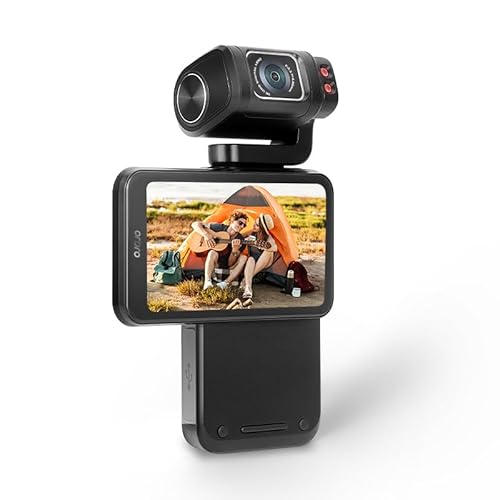 Tussvie M3 5K Camcorder mit Kamera, klappbarer Touchscreen, tragbare digitale Videokamera mit 48MP 4K/60fps, 3250mAh Akku, Camcorder mit IR Nachtsicht und WiFi für Vlog (Schwarz) von Tussvie