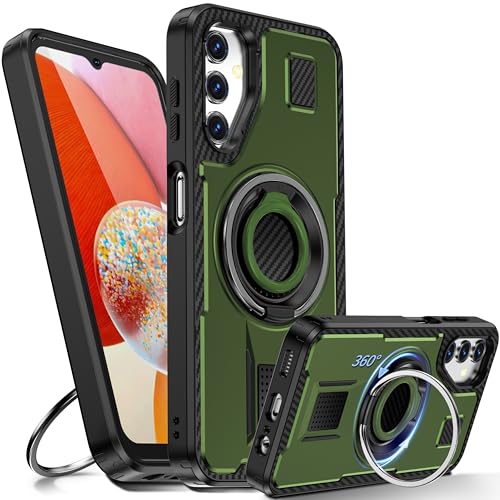 Tuvror Hülle für Samsung Galaxy A14 5G /4G mit Ständer. [360° drehbarer Ring und Ständer]. Robuste stoßfeste Schutzhülle für Samsung A14, Grün von Tuvror