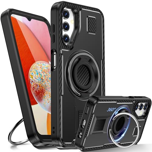 Tuvror Hülle für Samsung Galaxy A14 5G /4G mit Ständer. [360° drehbarer Ring und Ständer]. Robuste stoßfeste Schutzhülle für Samsung A14, Schwarz von Tuvror
