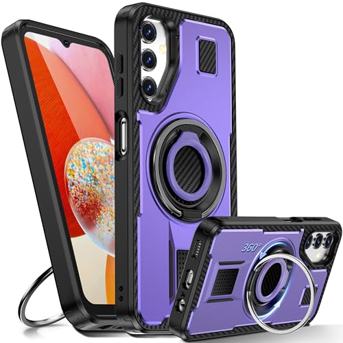Tuvror Hülle für Samsung Galaxy A14 5G /4G mit Ständer. [360° drehbarer Ring und Ständer]. Robuste stoßfeste Schutzhülle für Samsung A14, Violett/Lila von Tuvror