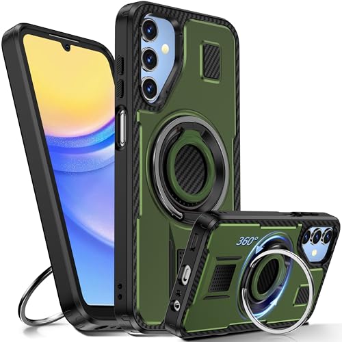 Tuvror Hülle für Samsung Galaxy A15 5G /4G mit Ständer. [360° drehbarer Ring und Ständer]. Robuste stoßfeste Schutzhülle für Samsung A15, Grün von Tuvror