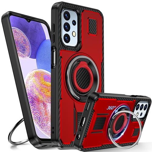 Tuvror Hülle für Samsung Galaxy A23 5G /4G mit Ständer. [360° drehbarer Ring und Ständer]. Robuste stoßfeste Schutzhülle für Samsung A23, Rot von Tuvror