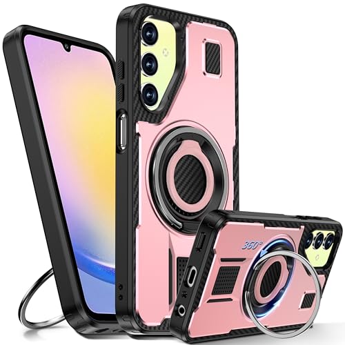 Tuvror Hülle für Samsung Galaxy A25 5G /4G mit Ständer. [360° drehbarer Ring und Ständer]. Robuste stoßfeste Schutzhülle für Samsung A25, Rosa von Tuvror
