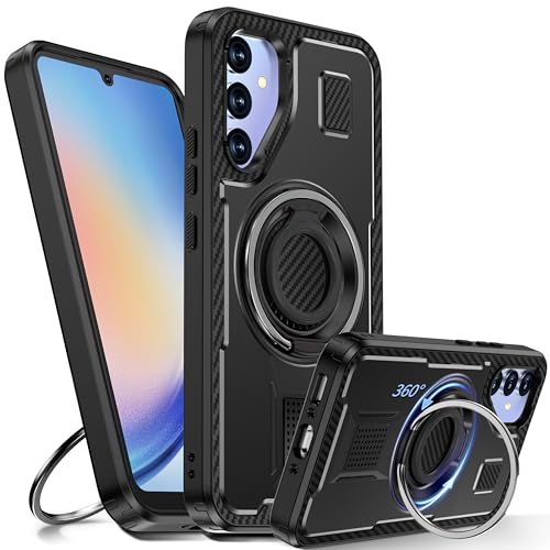 Tuvror Hülle für Samsung Galaxy A34 5G /4G mit Ständer. [360° drehbarer Ring und Ständer]. Robuste stoßfeste Schutzhülle für Samsung A34, Schwarz von Tuvror