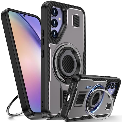 Tuvror Hülle für Samsung Galaxy A54 5G /4G mit Ständer. [360° drehbarer Ring und Ständer]. Robuste stoßfeste Schutzhülle für Samsung A54, Grau von Tuvror
