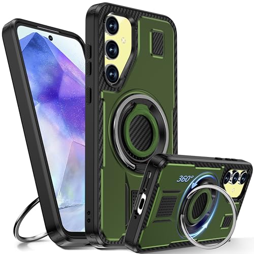 Tuvror Hülle für Samsung Galaxy A55 5G /4G mit Ständer. [360° drehbarer Ring und Ständer]. Robuste stoßfeste Schutzhülle für Samsung A55, Grün von Tuvror