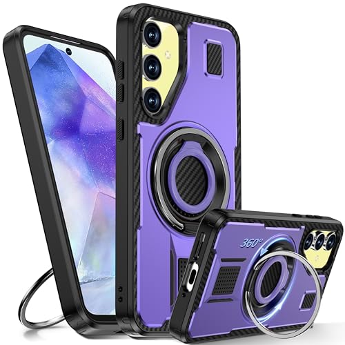 Tuvror Hülle für Samsung Galaxy A55 5G /4G mit Ständer. [360° drehbarer Ring und Ständer]. Robuste stoßfeste Schutzhülle für Samsung A55, Violett/Lila von Tuvror