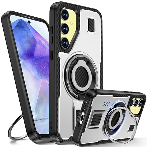 Tuvror Hülle für Samsung Galaxy A55 5G /4G mit Ständer. [360° drehbarer Ring und Ständer]. Robuste stoßfeste Schutzhülle für Samsung A55, Weiß von Tuvror