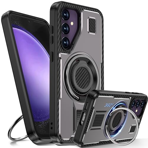 Tuvror Hülle für Samsung Galaxy S23 FE mit Ständer. [360° drehbarer Ring und Ständer]. Robuste stoßfeste Schutzhülle für Samsung S23FE 5G, Grau von Tuvror