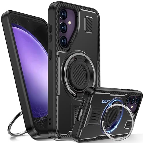 Tuvror Hülle für Samsung Galaxy S23 FE mit Ständer. [360° drehbarer Ring und Ständer]. Robuste stoßfeste Schutzhülle für Samsung S23FE 5G, Schwarz von Tuvror
