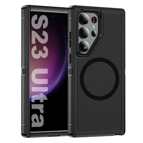 Tuvror Magnetisch für Samsung Galaxy S23 Ultra Hülle, kompatibel mit MagSafe, Stoßfest Staubdicht Drop Proof, Military Grade Schutz, Magnetic Case für Samsung Galaxy S23 Ultra, Schwarz/Klar Tuvror Magnetisch für Samsung Galaxy S23 Ultra Hülle, kompatibel mit MagSafe, Stoßfest Staubdicht Drop Proof, Military Grade Schutz, Magnetic Case für Samsung Galaxy S23 Ultra, Schwarz/Klar von Tuvror
