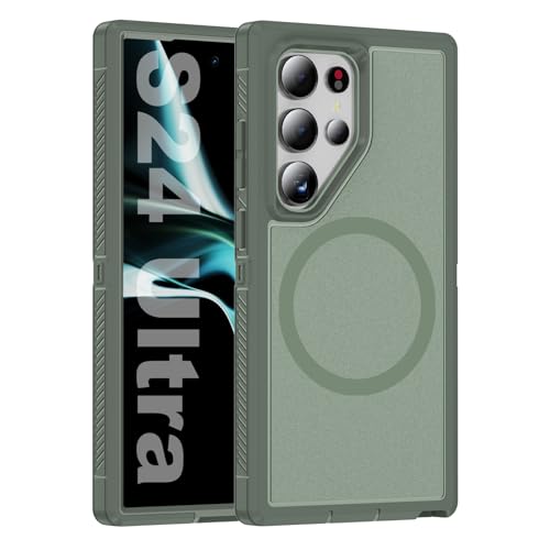 Tuvror Magnetisch für Samsung Galaxy S24 Ultra Hülle, kompatibel mit MagSafe, Stoßfest Staubdicht Drop Proof, Military Grade Schutz, Magnetic Case für Samsung Galaxy S24 Ultra, Grün Tuvror Magnetisch für Samsung Galaxy S24 Ultra Hülle, kompatibel mit MagSafe, Stoßfest Staubdicht Drop Proof, Military Grade Schutz, Magnetic Case für Samsung Galaxy S24 Ultra, Grün von Tuvror