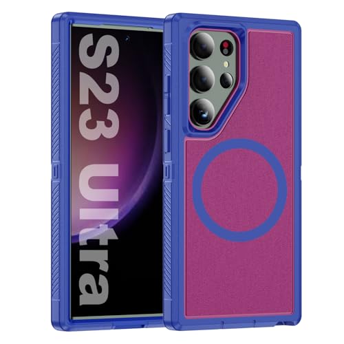 Tuvror Magnetisch für Samsung Galaxy S23 Ultra Hülle, kompatibel mit MagSafe, Stoßfest Staubdicht Drop Proof, Military Grade Schutz, Magnetic Case für Samsung Galaxy S23 Ultra, Rose/Blau Tuvror Magnetisch für Samsung Galaxy S23 Ultra Hülle, kompatibel mit MagSafe, Stoßfest Staubdicht Drop Proof, Military Grade Schutz, Magnetic Case für Samsung Galaxy S23 Ultra, Rose/Blau von Tuvror