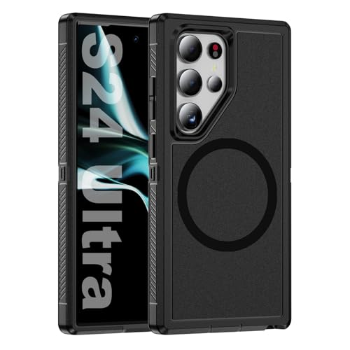 Tuvror Magnetisch für Samsung Galaxy S24 Ultra Hülle, kompatibel mit MagSafe, Stoßfest Staubdicht Drop Proof, Military Grade Schutz, Magnetic Case für Samsung Galaxy S24 Ultra, Schwarz/Klar Tuvror Magnetisch für Samsung Galaxy S24 Ultra Hülle, kompatibel mit MagSafe, Stoßfest Staubdicht Drop Proof, Military Grade Schutz, Magnetic Case für Samsung Galaxy S24 Ultra, Schwarz/Klar von Tuvror