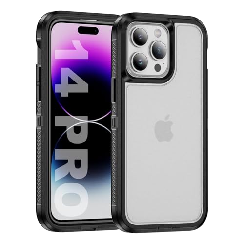 Tuvror für iPhone 14 Pro Hülle, Stoßfest Staubdicht, Militärnorm Schutz, Dual Guard Case für iPhone 14 Pro (6.1 Zoll), Schwarz/Transparent von Tuvror