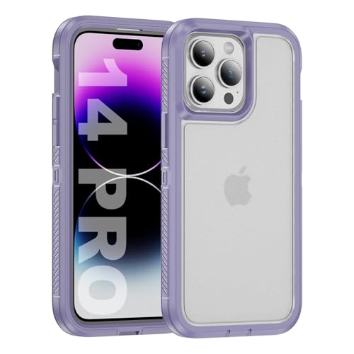 Tuvror für iPhone 14 Pro Hülle, Stoßfest Staubdicht, Militärnorm Schutz, Dual Guard Case für iPhone 14 Pro (6.1 Zoll), Violett/Klar von Tuvror